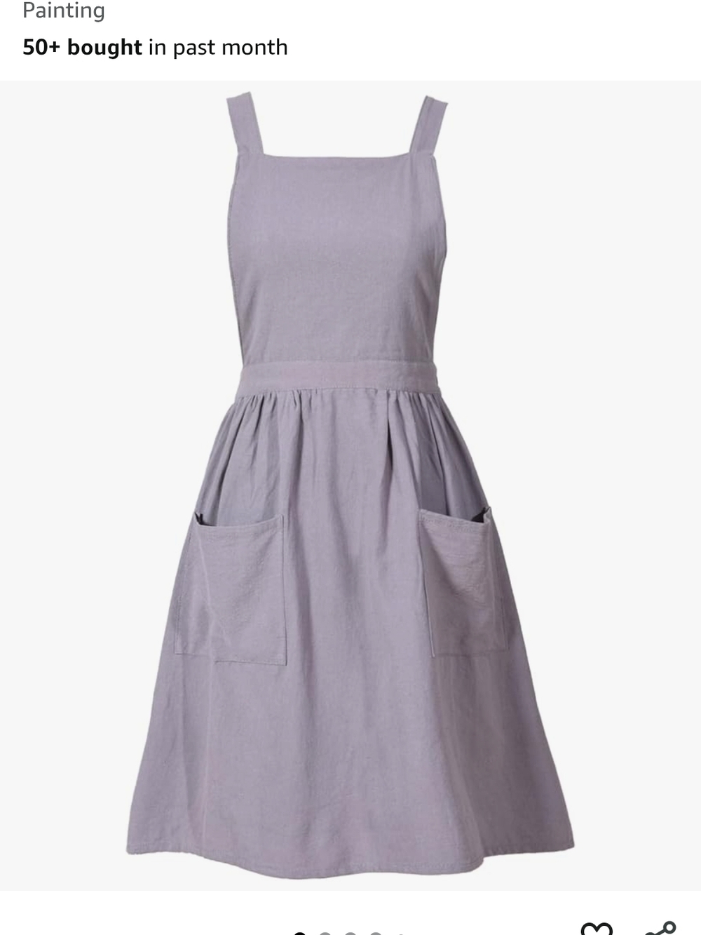 Lavender Square-Neck Cotton Apron Dress